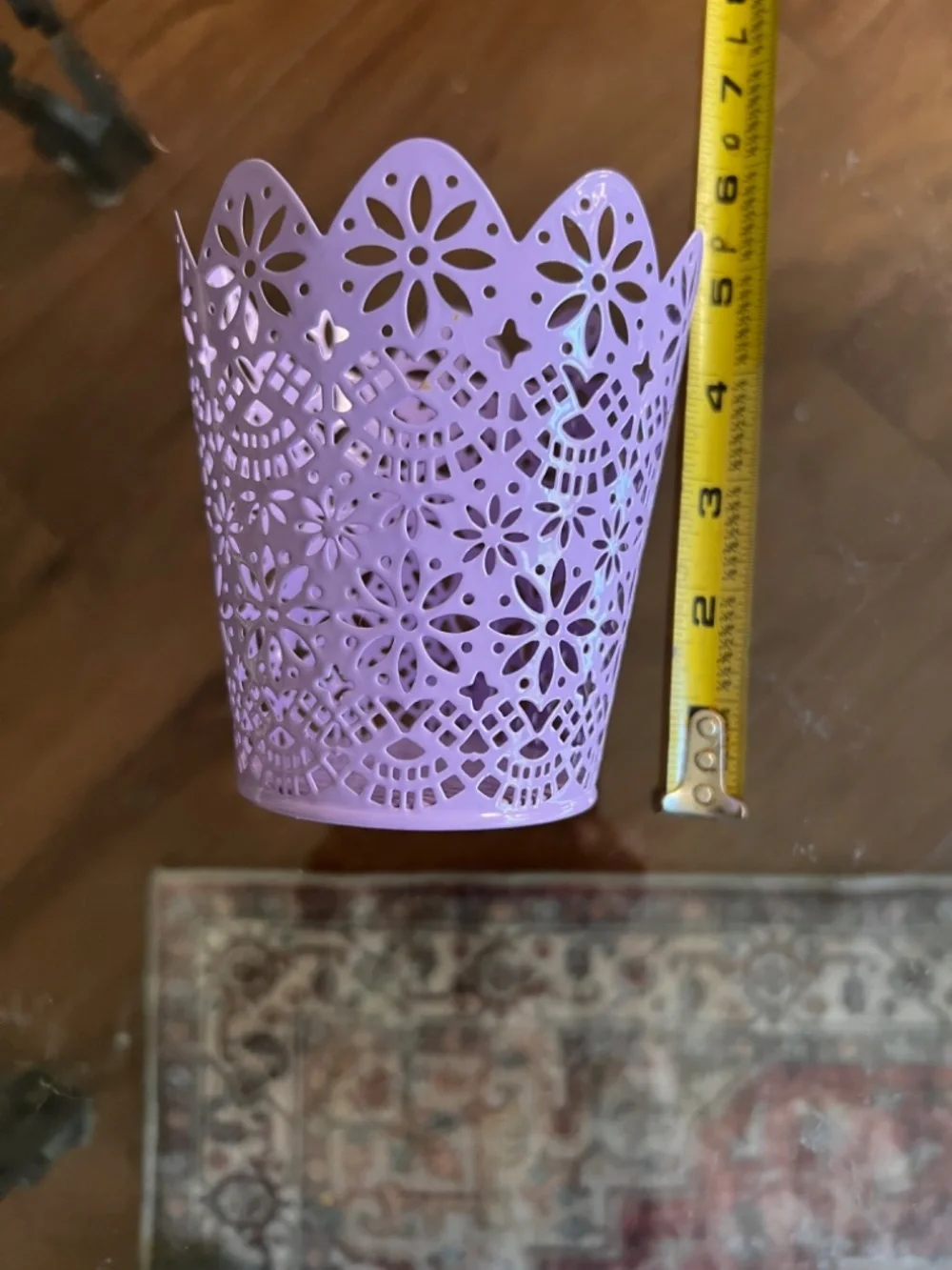 IKEA Tin Punched/Cut-Out Lantern Scallop Rim Purple Metal vase/plant holder
